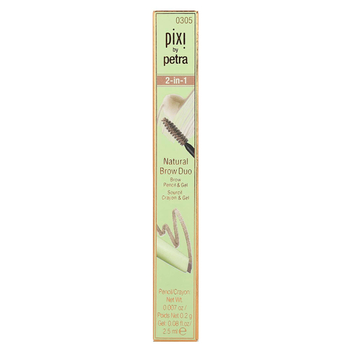 Pixi Beauty, карандаш для бровей и гель для бровей 2-в-1, натуральный коричневый, 1 шт.