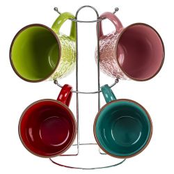 GAEM Набор из 4-х кружек на подставке, 400 мл, L25 W15 H26 см, 4в., (сорт 1,2)