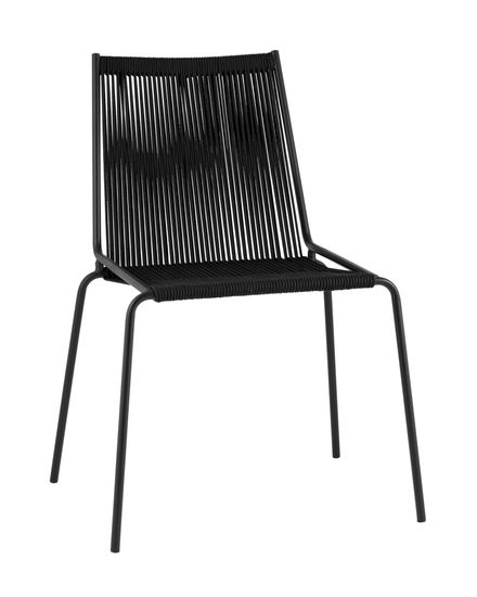 Стул уличный обеденный Lion черный из металла и шнура