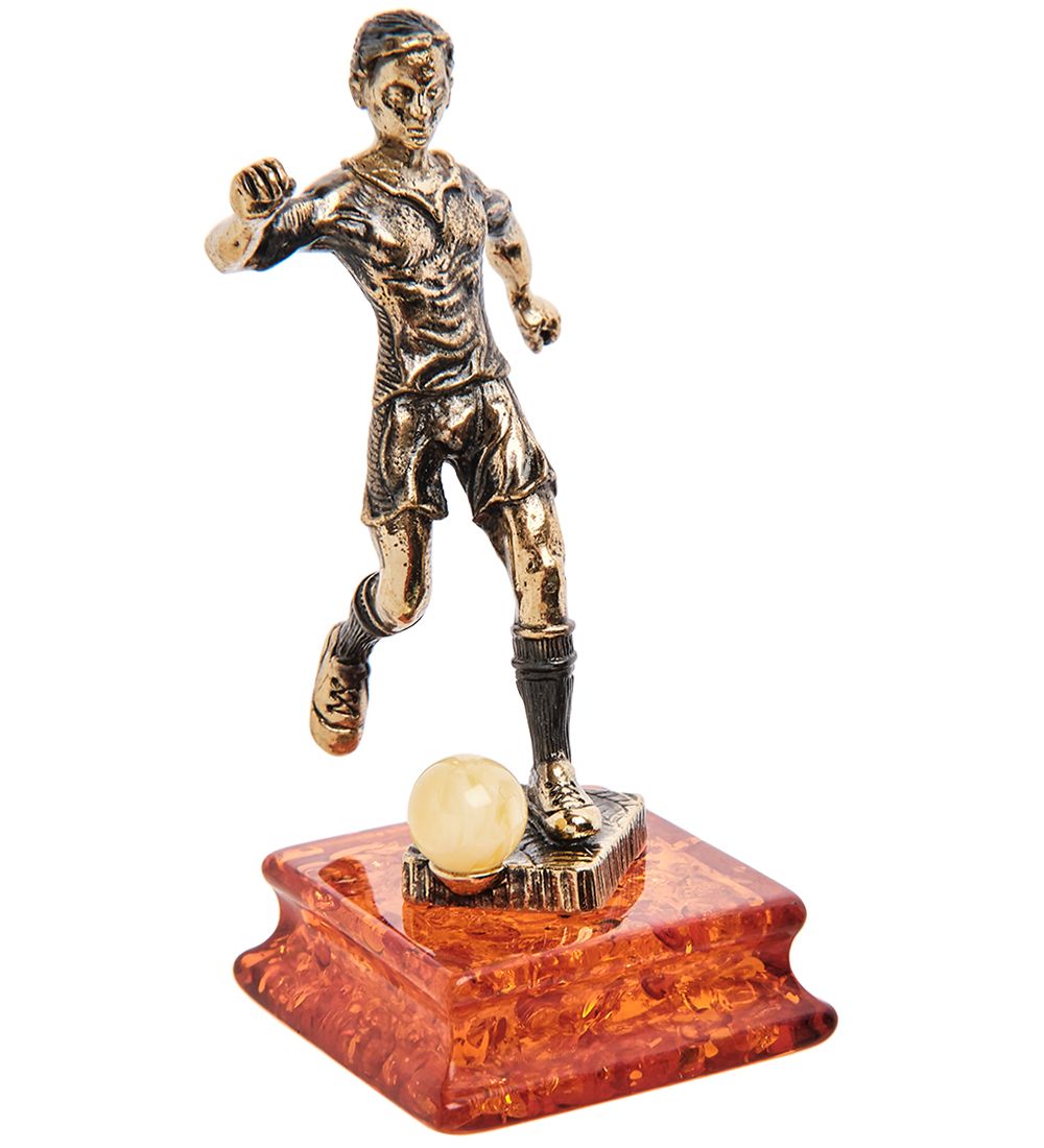 Народные промыслы AM-3205 Фигурка «Футболист» (латунь, янтарь)
