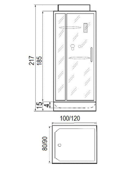 Душевая кабина RIVER TANA 100/80 100х80х217 10000003119 Универсальная Прямоугольная