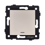 Выключатель кнопочный 1-клавишный 10А/250В с LED подсветкой, изогнутый, золотой Kollinger REA-R-013GD для Aspekt, Eleganz, Reflex