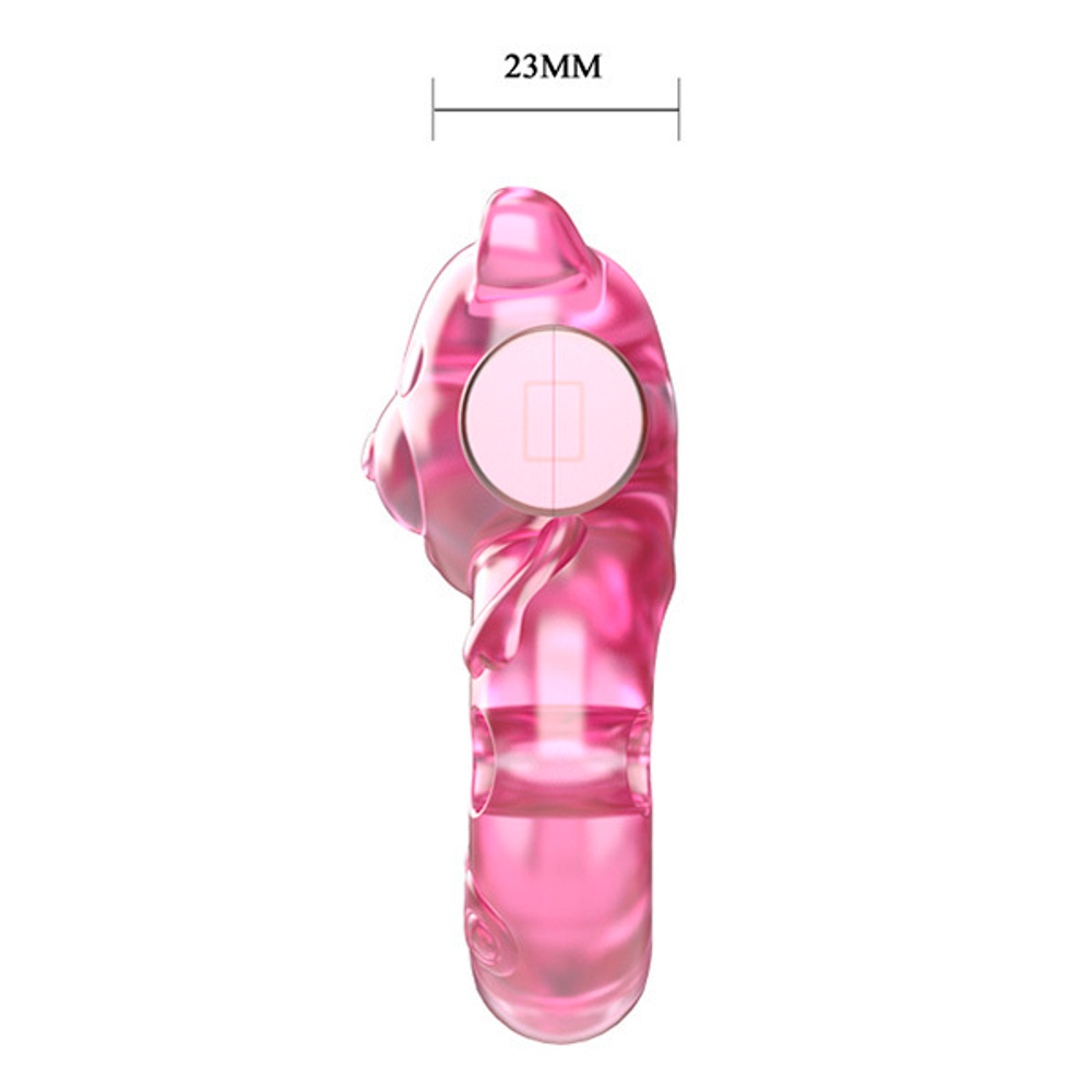 Розовое эрекционное кольцо с вибрацией 3,5х5,3см Baile Pink Bear Cock Rings BI-010083