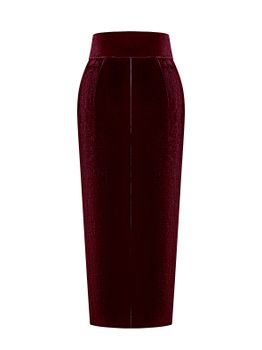 Юбка миди драпированная из бархата с ремнем
