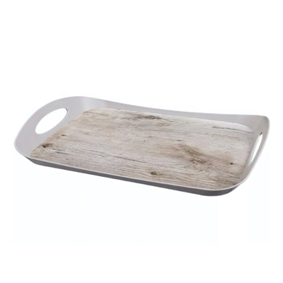 Поднос с декором 412х270х50 мм (светло-бежевый)