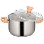 Кастрюля нерж, 3.9 л, с крыш, крыш стекло, Daniks, Осло, GS-01147-20CA, индукц