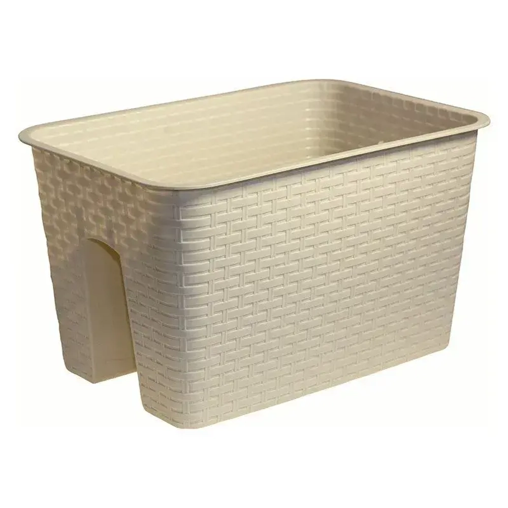 Кашпо на перила РОТАНГ 12л белый ротанг (комплект 9 шт)