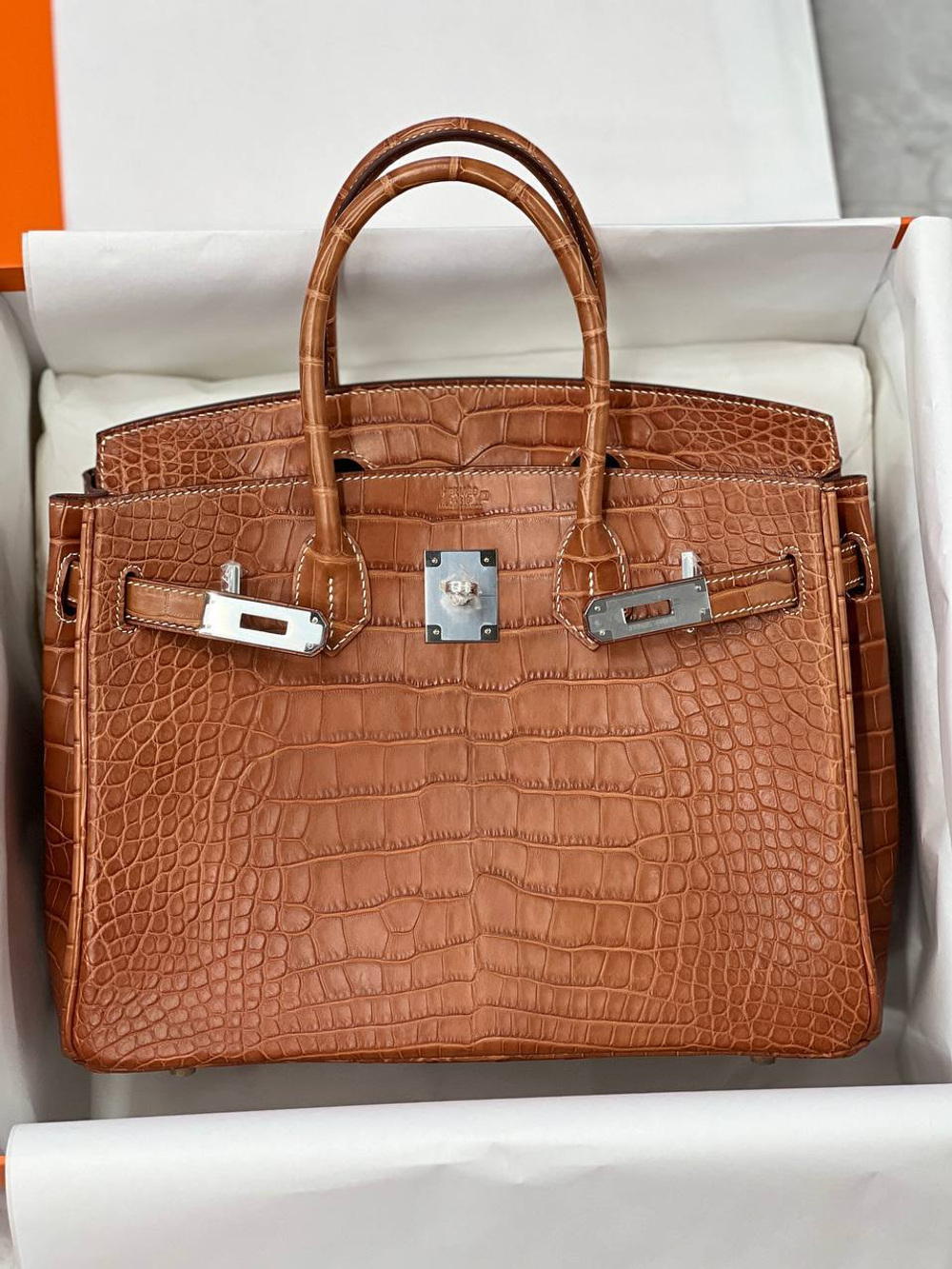 Сумка Hermes из кожи крокодила 30 см