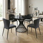 Стол круглый раскладной Lava (120+30+30), керамика матовая Black Gold