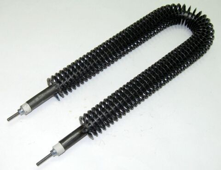 ТЭН Оребренный 2500W, черн, L=400мм, 220В, межосевое 70-75мм, угл. сталь, U-образный