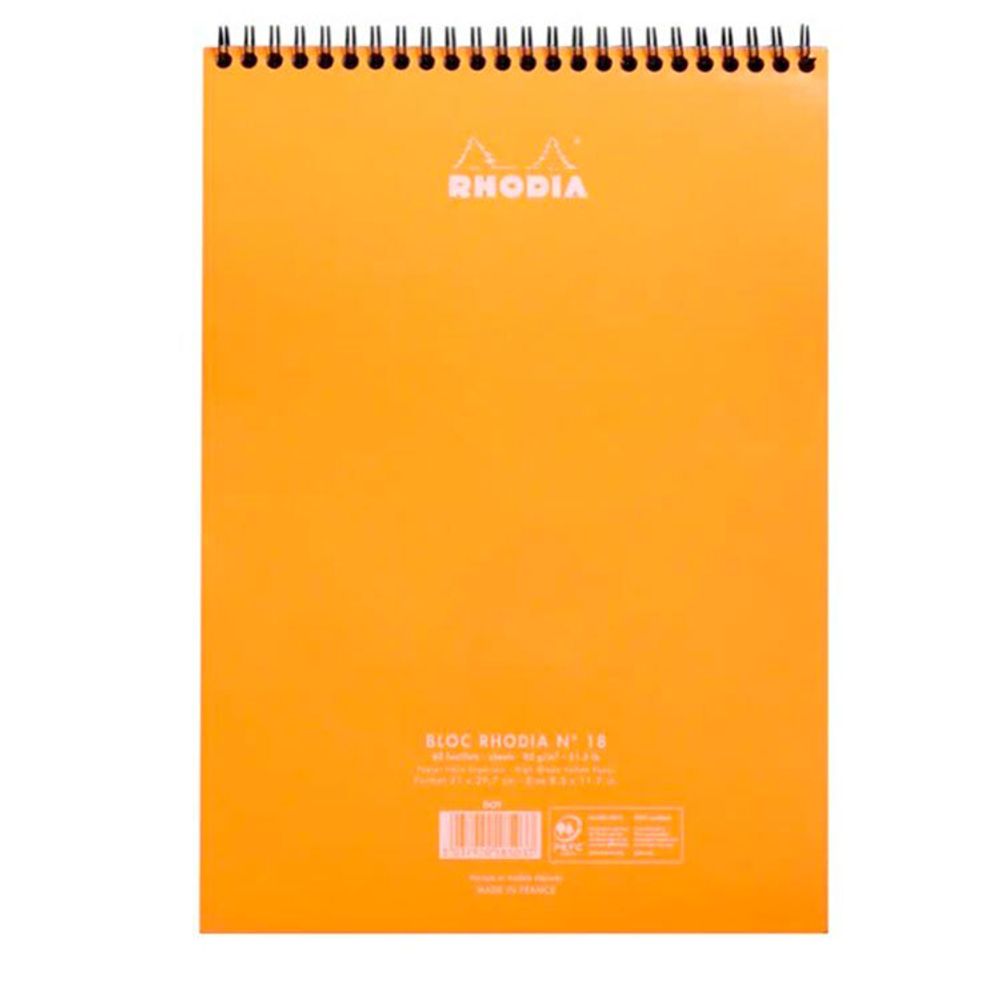 Тетрадь Rhodia Classic на спирали A4 в точку 80 гр оранжевая (18503C)
