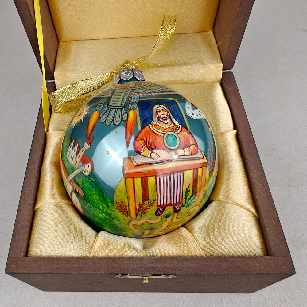 Шар новогодний (круговая роспись Палех) Маленький принц - 4 в футляре