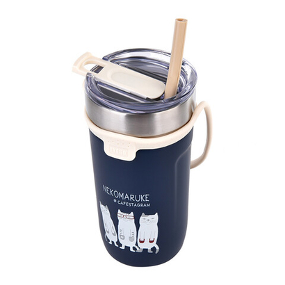 Термокружка / Кофейный термостакан Cusgutte Cafe "NEKOMARUKE", глубокий синий, 23-6710-2, KUSUGURU