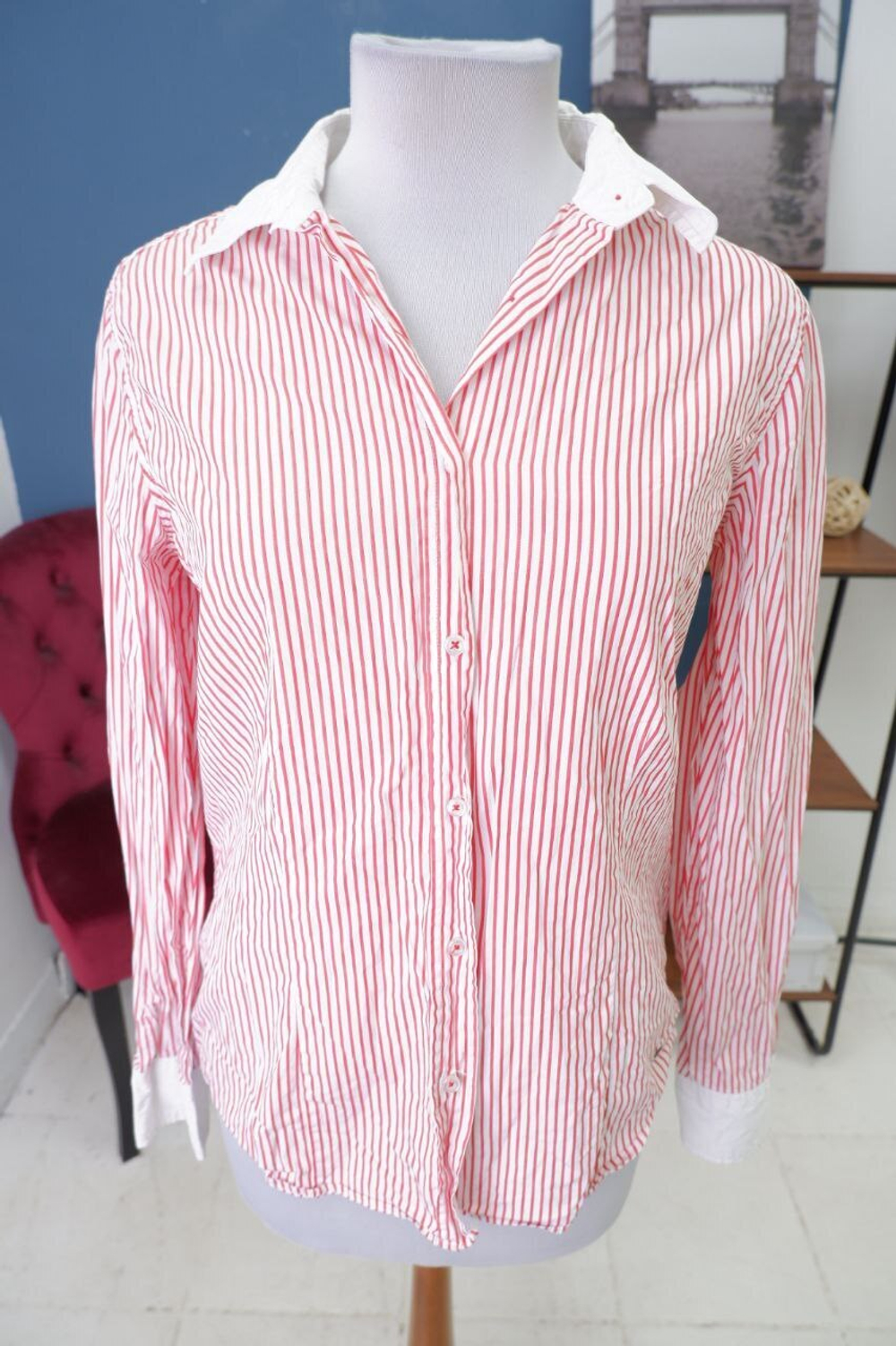 Рубашка в красную полоску 48 размер