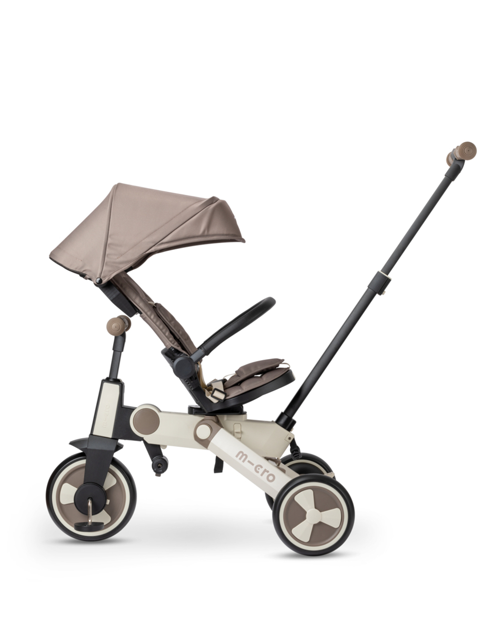 Трехколесный велосипед Micro с родительской ручкой, бежевый