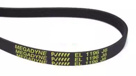 Ремень 1196 J6 EL Megadyne для стиральной машины Whirlpool (Вирпул) 1140мм черный, желтая надпись