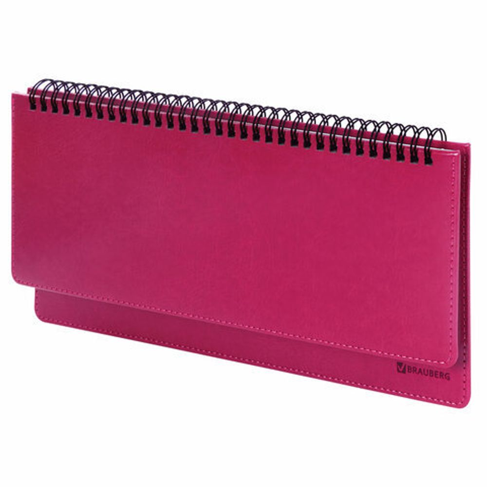 Планинг настольный недатированный (305x140 мм) BRAUBERG "Rainbow", кожзам, 60 л., розовый, 111699