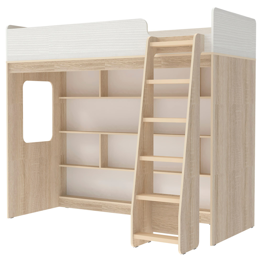 Кровать-чердак КарИВи Л-C601.2 80х190 Дуб Сонома Белое Дерево