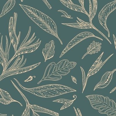 Тропические листья на зеленом фоне