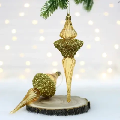Елочные украшения «Сияние» 6*6*19.5 см (набор 2 шт), Золотой