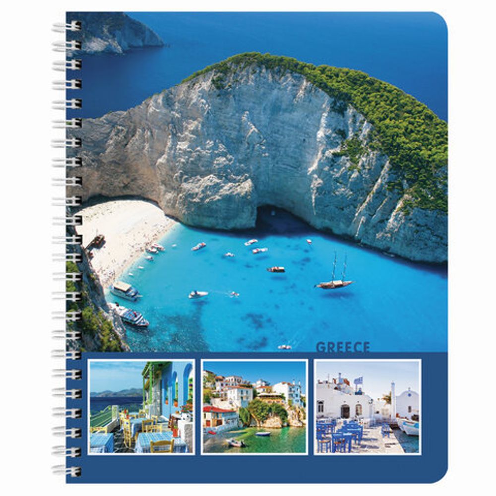 Тетрадь А5, 96 л., BRAUBERG, гребень, клетка, обложка картон, СТРАНЫ, 403068, 4шт