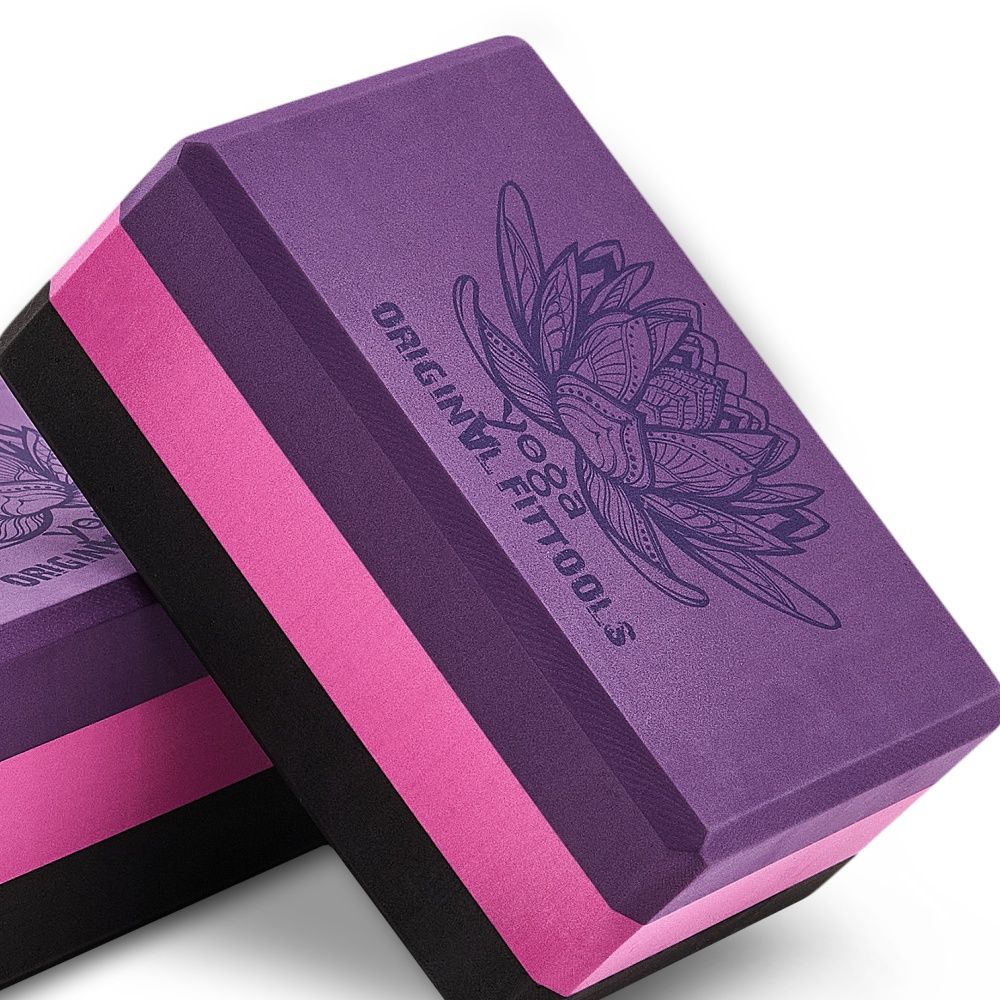 Блок для йоги трехцветный премиум в коробке