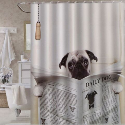 Штора для ванн 180х180 см, ПЭ, Мопс, STSC1023