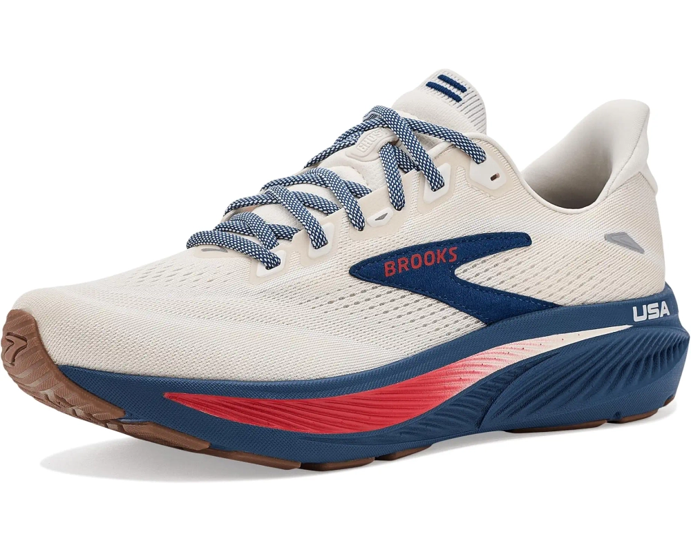Кроссовки для бега Brooks Ghost 18 - Coconut/Red/Blue