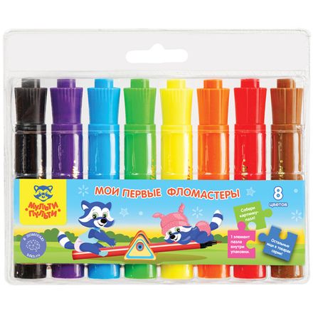 Фломастеры 8 цветов Мульти-Пульти Мои первые фломастеры, утолщённые, блистер
