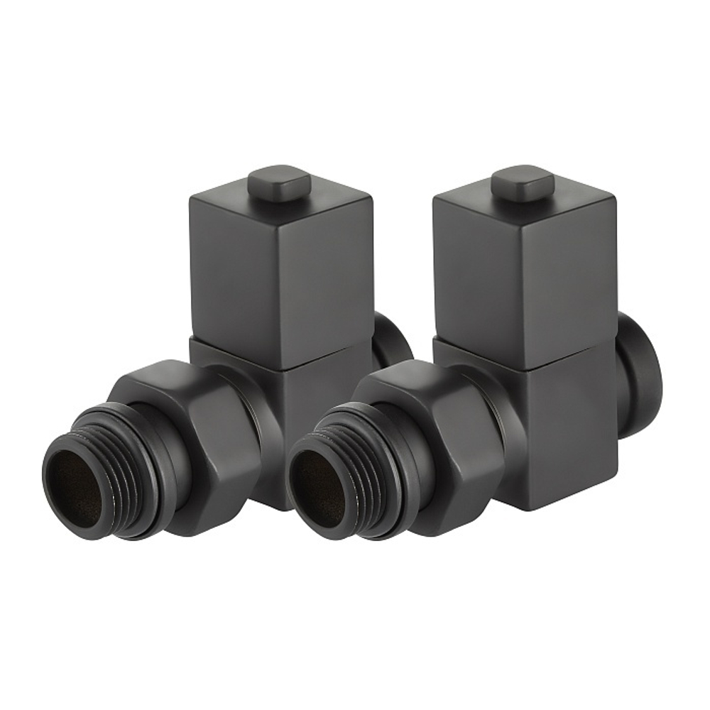 Набор дизайн-вентилей Royal Thermo CUBE прямой (черный) 1/2"