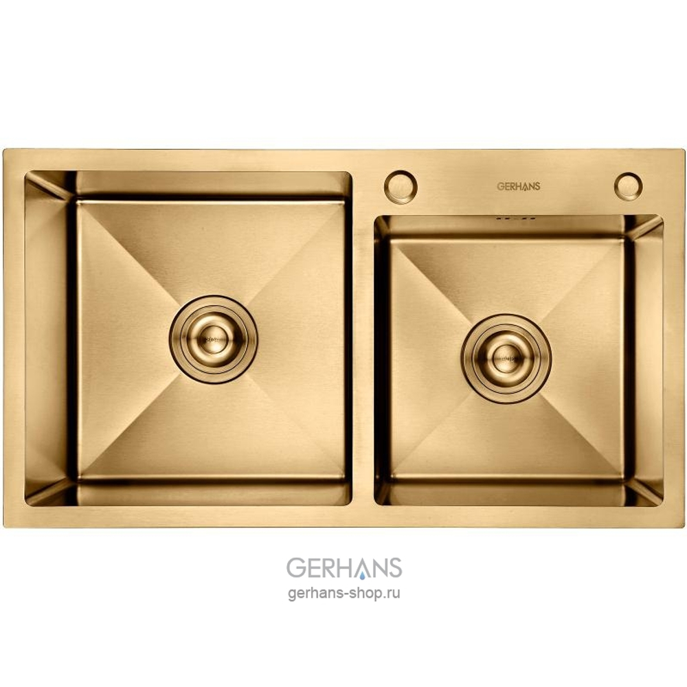 Мойка для кухни из нержавеющей стали  PVD GERHANS K37843G-S