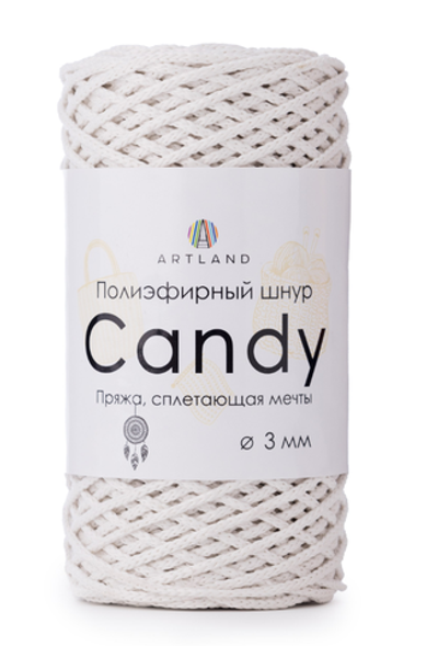 Полиэфирный шнур Candy 3 мм, 200 гр, 100м, белый матовый