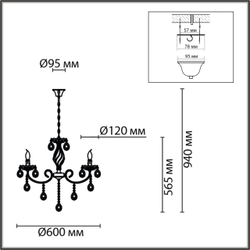 8190/5 CLASSI LN26 094 античная бронза, металл/хрусталь Люстра E14 5*40W 220V LINN
