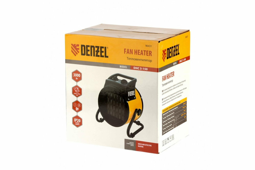 Тепловая пушка, керамический нагреватель (тепловентилятор) DHC 3-150, 220 В, 0,025/1,5/3 кВт, DENZEL 96431