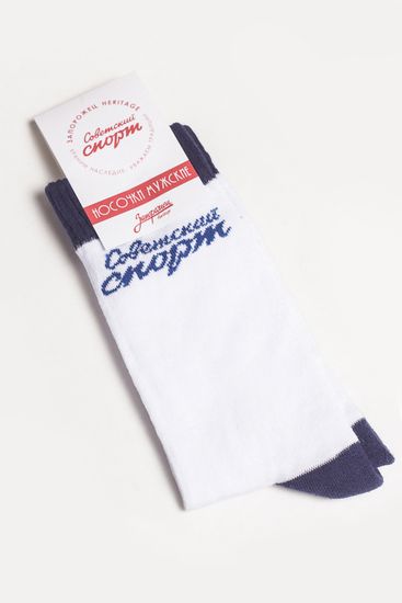 Носки ЗАПОРОЖЕЦ х СОВЕТСКИЙ СПОРТ махровые Белый/Темно-Синий 40-44