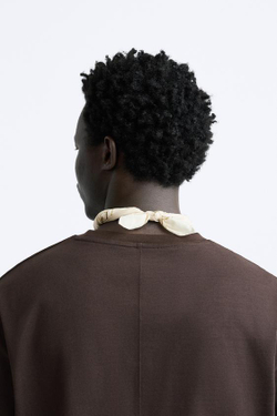 ZARA ХЛОПКОВЫЙ ТРИКОТАЖНЫЙ ШАРФ, ЭКРЮ