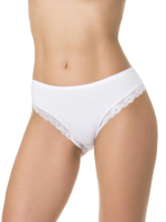 Бамбуковые трусики-слипы с кружевной оторочкой (Размер: S) (Цвет: молочный)