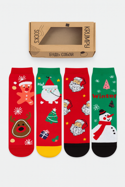 Носки НГ комплект 4 пары, р.35-40 "New Year's magic"