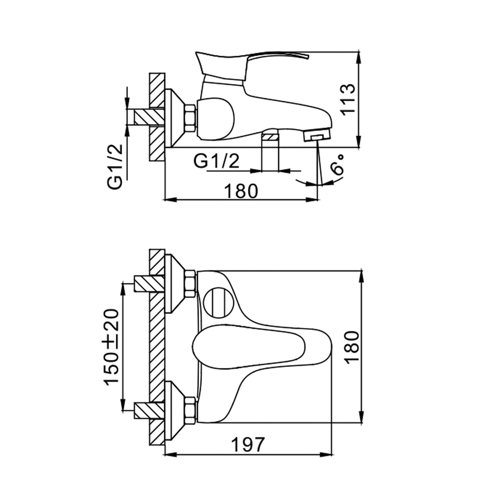 Смеситель для ванны 40к F3201 FRAP шар. перекл. в корп. (хром, латунь)
