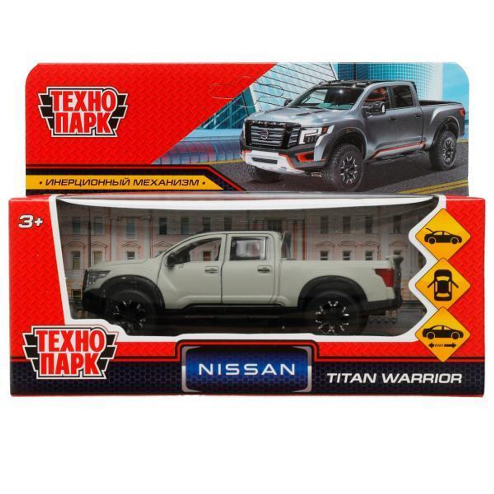 Модель ин. мет. "Nissan Titan Warrior. Полиция" 12,5см, дв, багаж, серый. TITAN-13MAT-GY (Технопарк)
