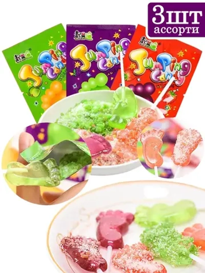 Леденец на палочке и взрывная карамель "Пяточки" 12 г * 3 шт