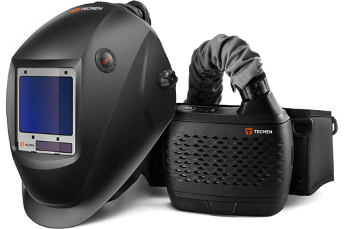 Сварочная маска с автоматическим светофильтром и подачей воздуха Tecmen ADF 820S TM16 черная с PAPR (внешняя кнопка зачистки)