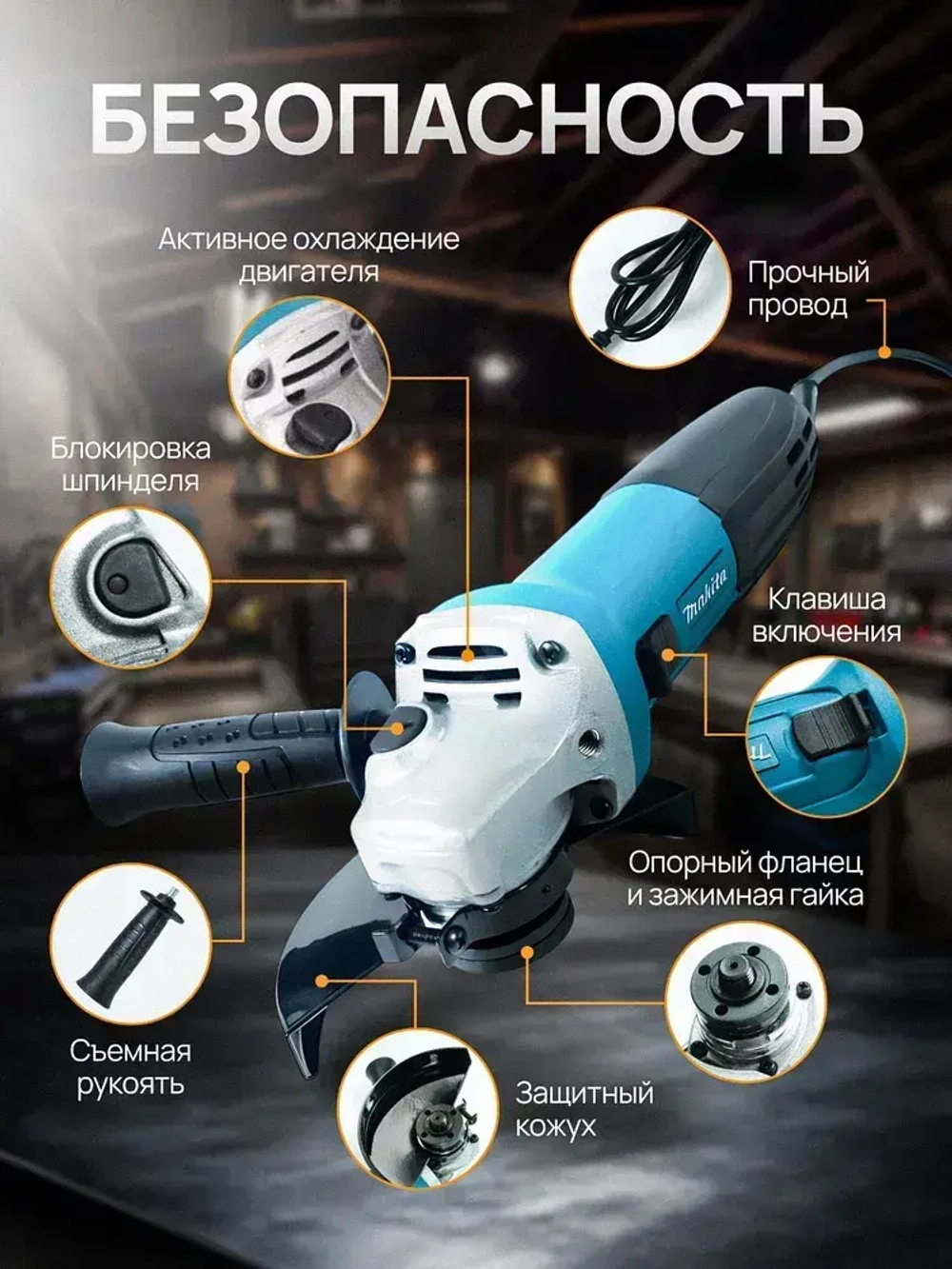 Болгарка 125 мм с регулировкой оборотов, УШМ болгарка Makita