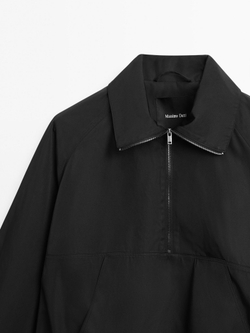 Massimo Dutti Толстовка из технической ткани с застежкой-молнией, черный
