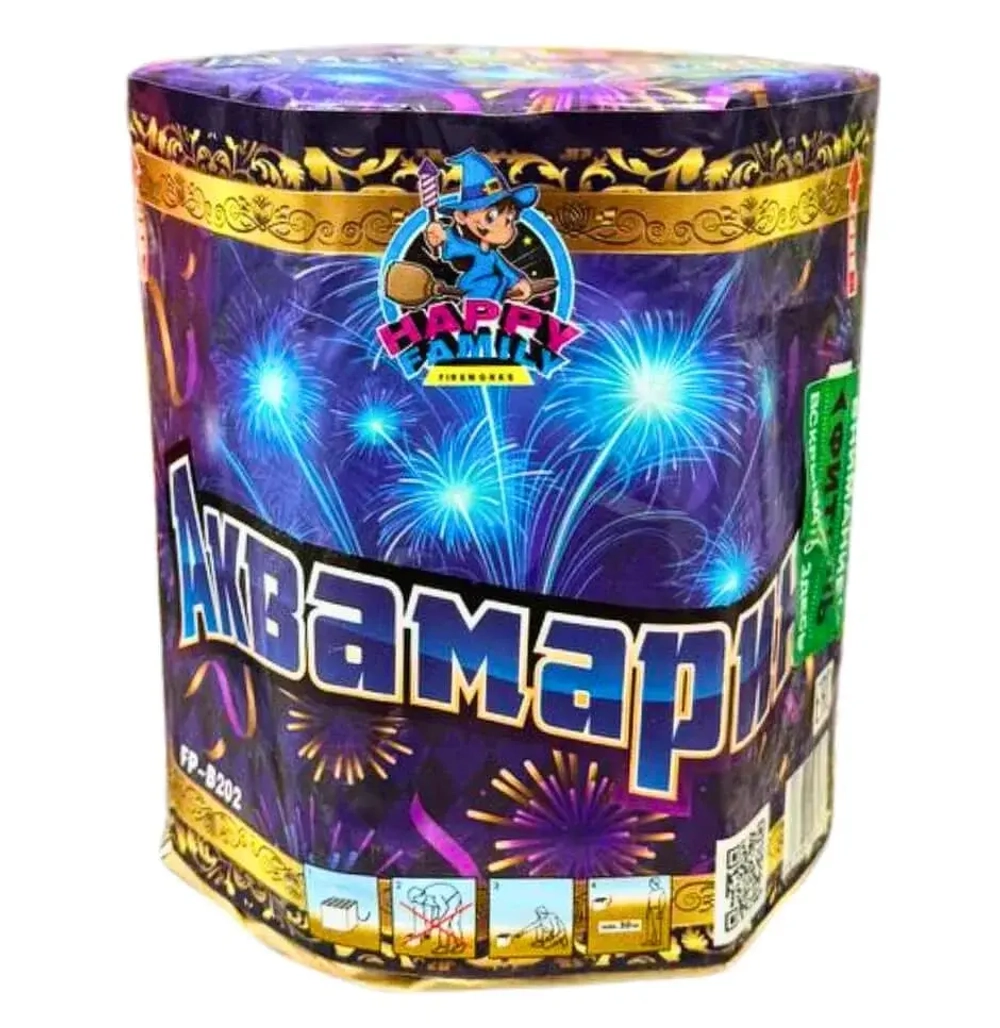 Батарея салютов Аквамарин (FP-B202) новый дизайн от Фаворит Пиро Групп, 19 залпов, 30 мм