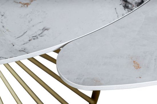 Стол ЛАВА, керамический раздвижной круглый D120-180х76 Top Pandora глянц / шампань