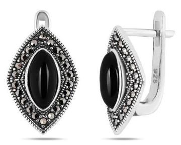 Серьги из серебра с ониксом