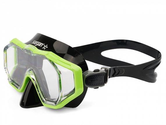 Набор маска+трубка в сумке Sargan Панорама-М черный/зеленый