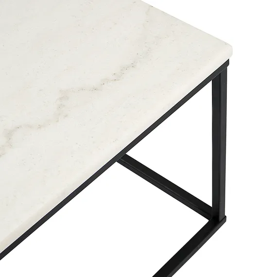 Столик журнальный Mayen, 90х40х35 см, белый мрамор/черный