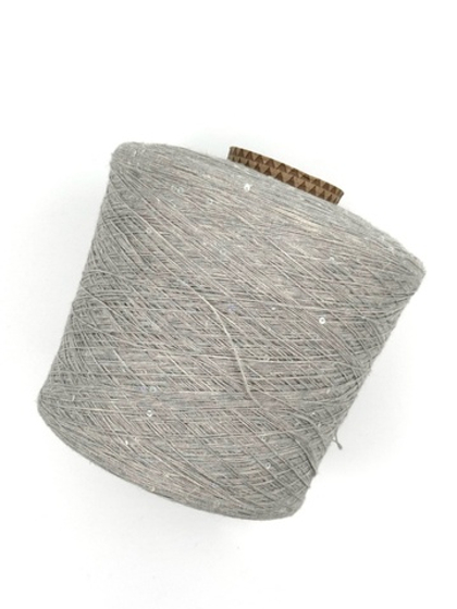 Буретный шёлк 70%, хлопок 30% с пайеткой 750м в 100г серо-голубой